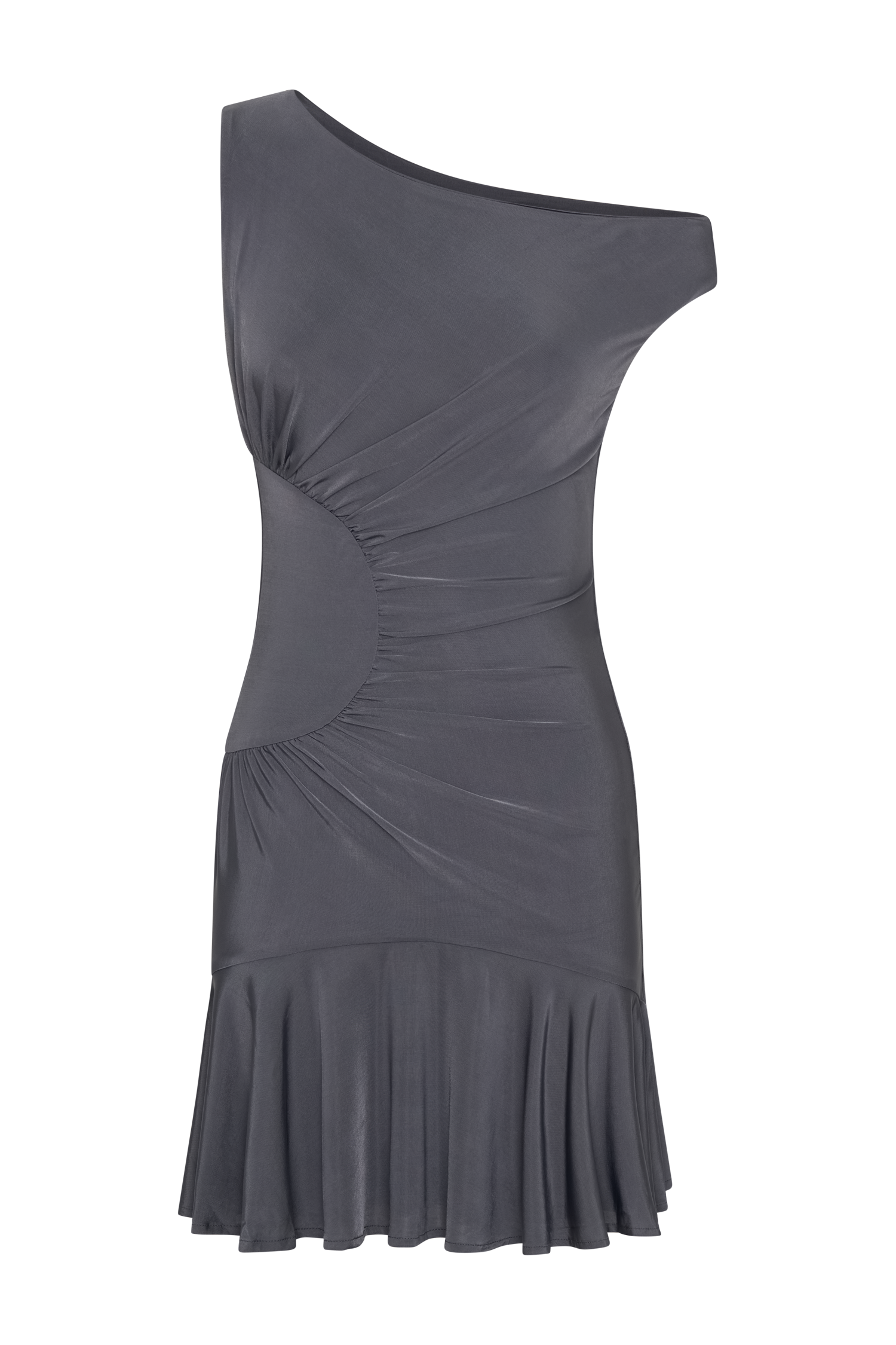 Irving Off Shoulder Slinky Mini Dress - Dark Charcoal
