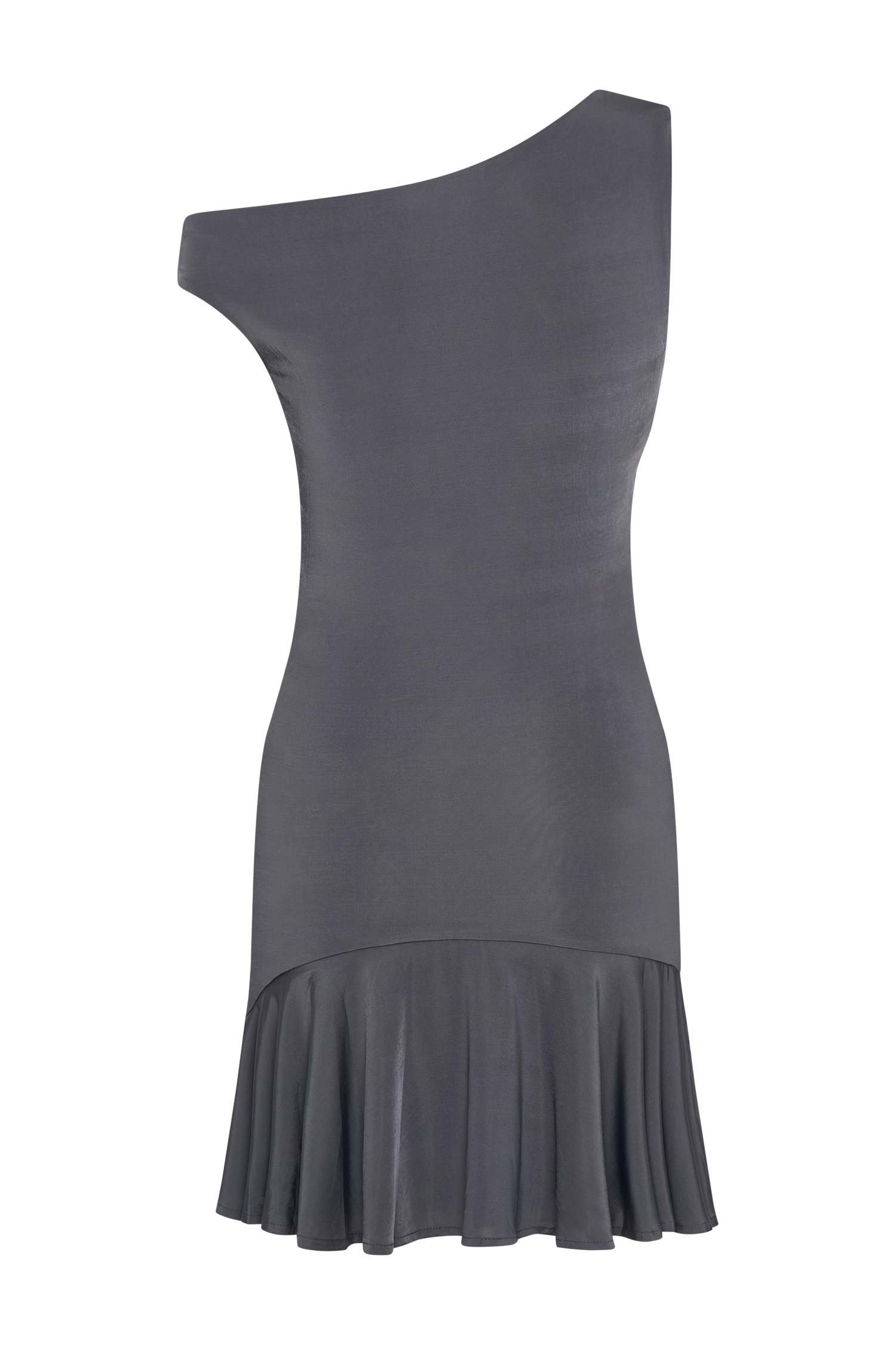 Irving Off Shoulder Slinky Mini Dress - Dark Charcoal