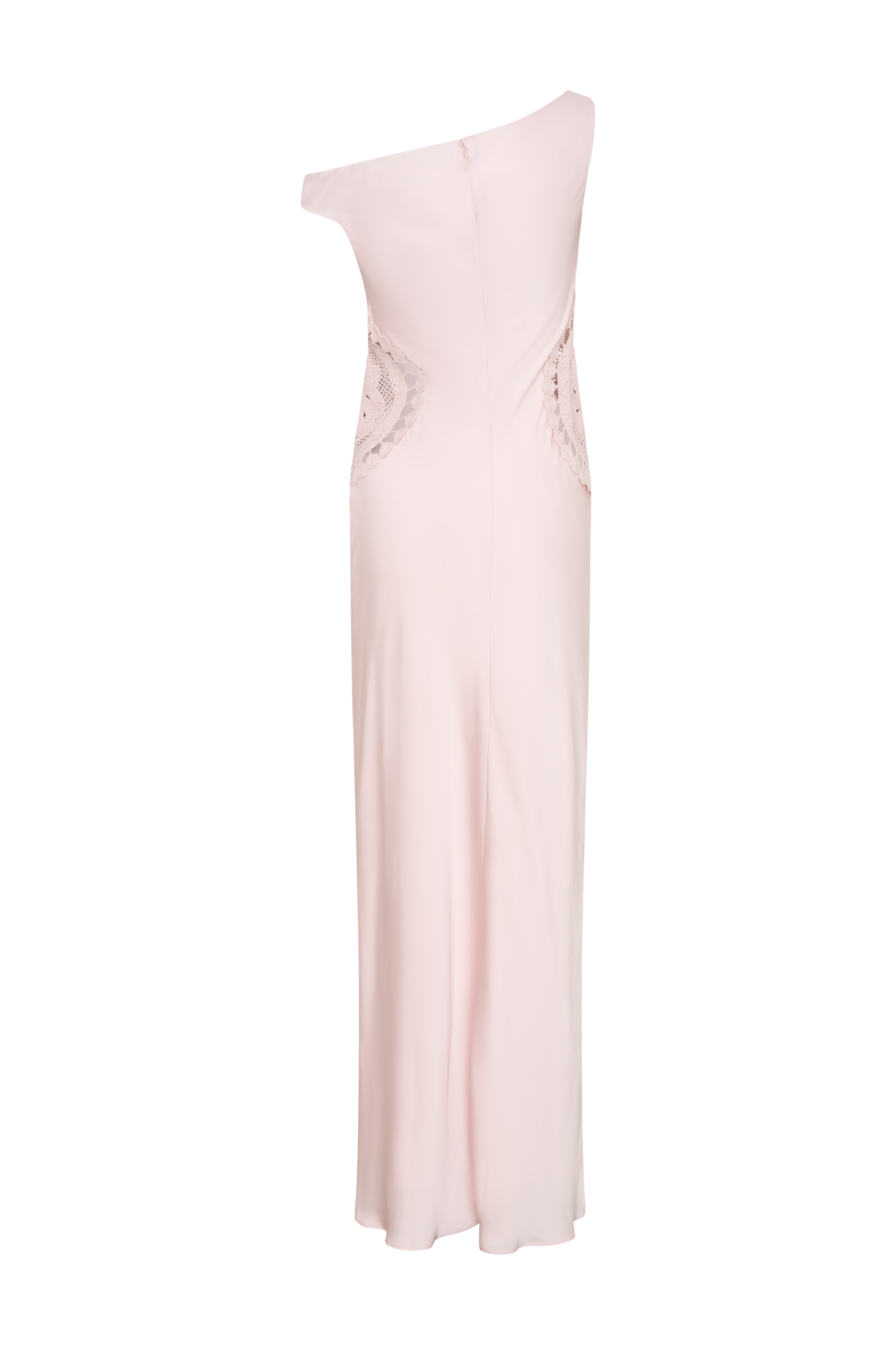 Kristina Satin Maxi Dress With Crochet - Pale Pink